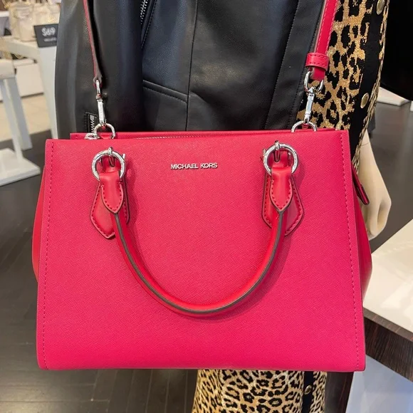 MICHAEL KORS Marilyn Medium Saffiano Leather Satchel
Dark Raspberry 
NWT - Picture 7 of 16